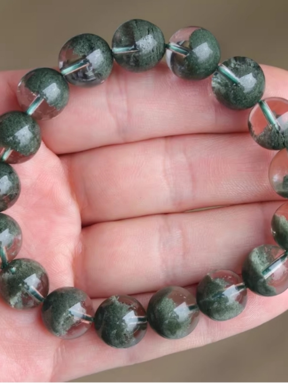 Genuine Natural Green Phantom Quartz Beaded Bracelet